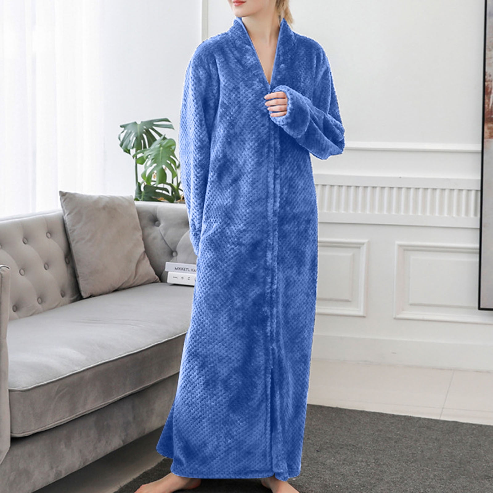 JIUKE Black and Friday Women's Robes Zipper Front Long Sleeve Full