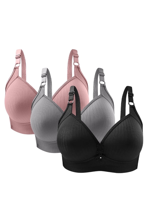 Bras for Women 3 Pack Push up Comfort Bra No Underwire Solid Color Seamless Sleep Bras Black 36/80
