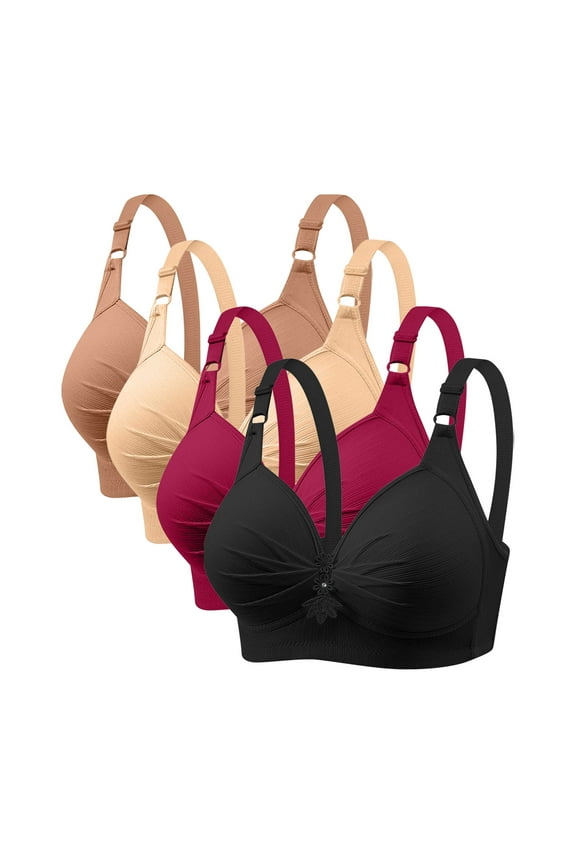 Bras for Women Full Coverage Plus Size Wireless Bras Liftup Support Push up Everyday Bras 4 Pack