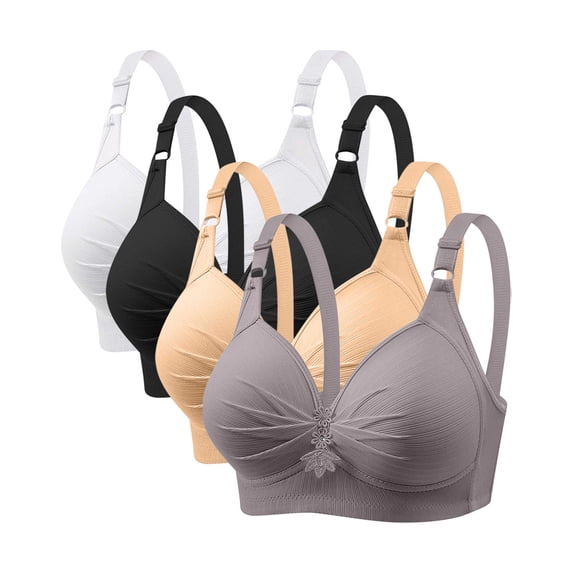 JIUKE Bras for Women Full Coverage Plus Size Wireless Bras Liftup Support Push up Everyday Bras 4 Pack