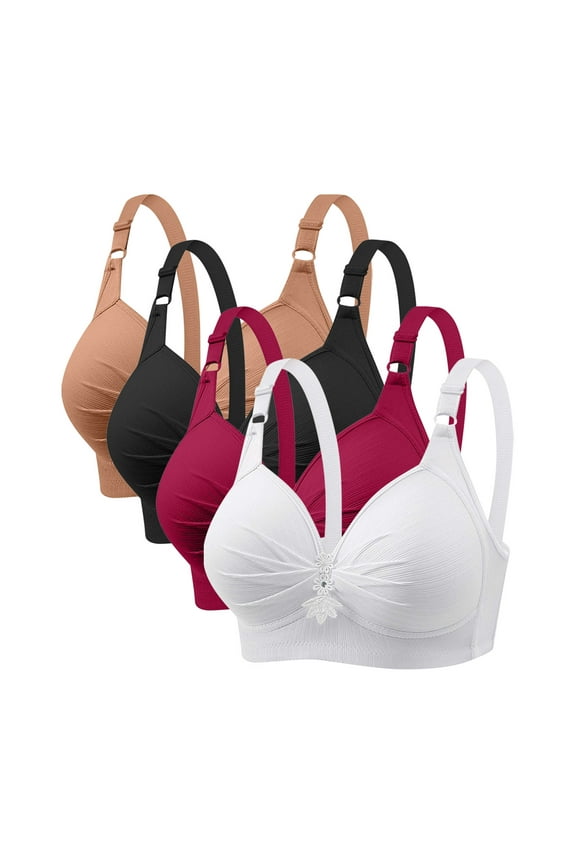 Bras for Women Full Coverage Plus Size Wireless Bras Liftup Support Push up Everyday Bras 4 Pack