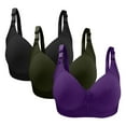 thumbnail image 1 of JIUKE Bras for Women No Underwire Push up Bra Solid Color Seamless Comfy Sleep Bras 3 Pack Purple 42/95, 1 of 3