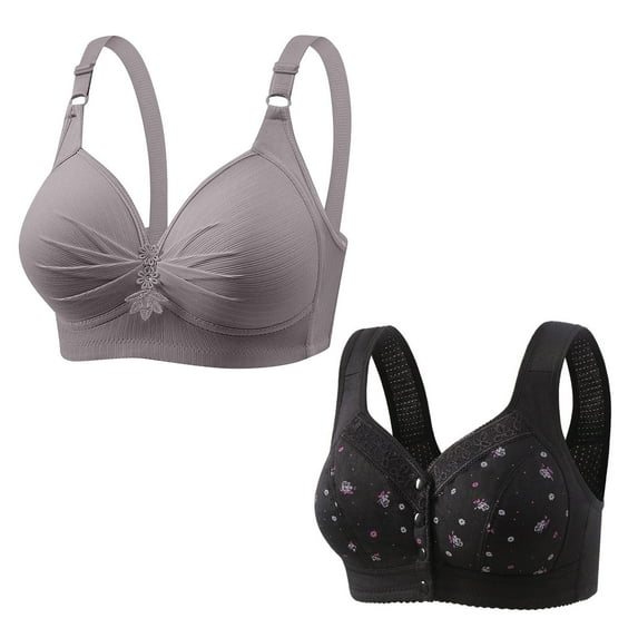 JIUKE Bras for Women Plus Size Wireless Front Closure Bras Push up Bralettes Everyday Wear 2 Pack Multicolor 3XL