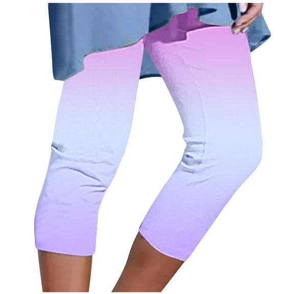 JIUKE Capri Leggings for Women Summer Workout Gradient Capris High Waisted Comfy 3/4 Tights Stretch Crop Pants