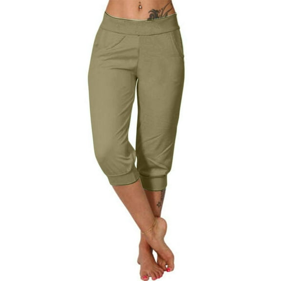 JIUKE Capri Pants for Women High Waisted Crop Sweatpants Loose Casual Comfy Yoga Cropped Jogger Trousers