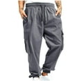 thumbnail image 1 of JIUKE Cargo Pants for Men Casual Mid Waist Jogger Pants Drawstring Solid Color Cinch Bottom Sweatpants with Pockets, 1 of 1