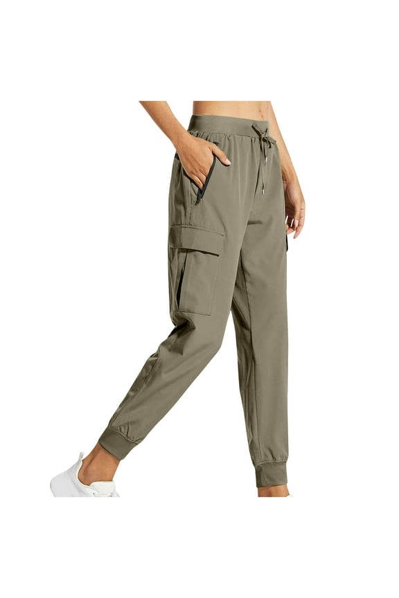 Cargo Pants for Women Drawstring High Waisted Quick Drying Outdoor Hiking Cinch Bottom Jogger Trousers