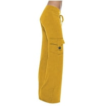 JIUKE Cargo Pants for Women High Waisted Drawstring Wide Leg Pants Baggy Yoga Trousers with Pockets Size XS