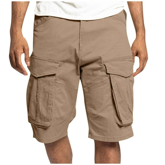 JIUKE Cargo Shorts for Men Casual Summer Hiking Shorts Elastic Waisted Knee Length Bermuda Shorts with Pockets