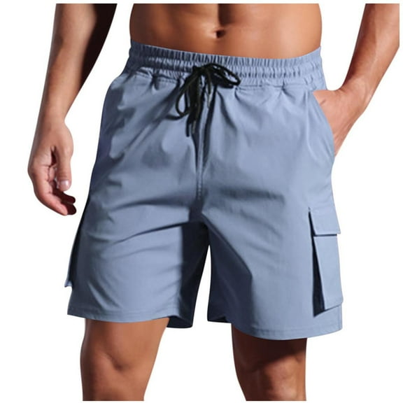 JIUKE Cargo Shorts for Men Casual Summer Lightweight Knee Length Drawstring Mid Waist Baggy Hiking Shorts
