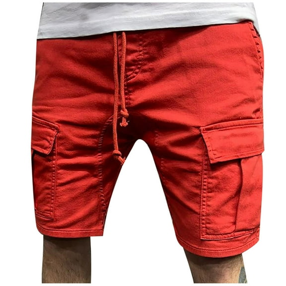 JIUKE Cargo Shorts for Men Drawstring Elastic Waist Outdoor Summer Beach Lightweight Knee Length Shorts with Pockets