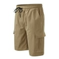 thumbnail image 1 of JIUKE Cargo Shorts for Men Drawstring Straight Leg High Waisted Summer Knee Length Shorts with Pockets, 1 of 5