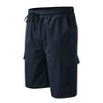 thumbnail image 1 of JIUKE Cargo Shorts for Men Drawstring Straight Leg High Waisted Summer Knee Length Shorts with Pockets, 1 of 5