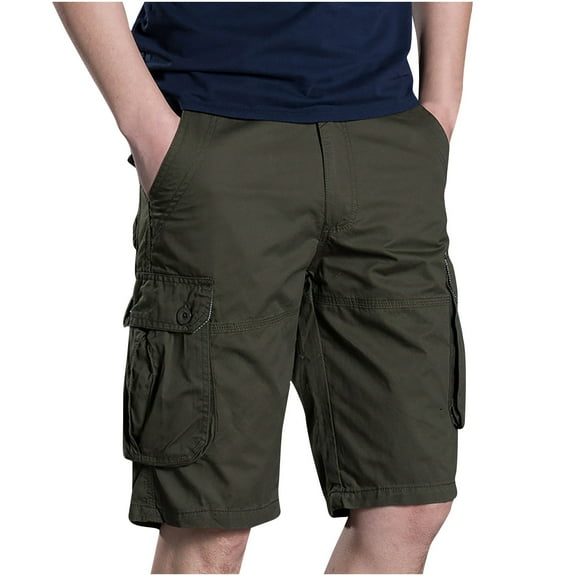 JIUKE Cargo Shorts for Men Elastic Waist Summer Casual Shorts Drawstring Outdoor Loose Hiking Shorts Multi Pocket