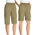 thumbnail image 1 of JIUKE Cargo Shorts for Women High Waist Drawstring Hiking Shorts Knee Length Lightweight Shorts with Pockets, 1 of 9