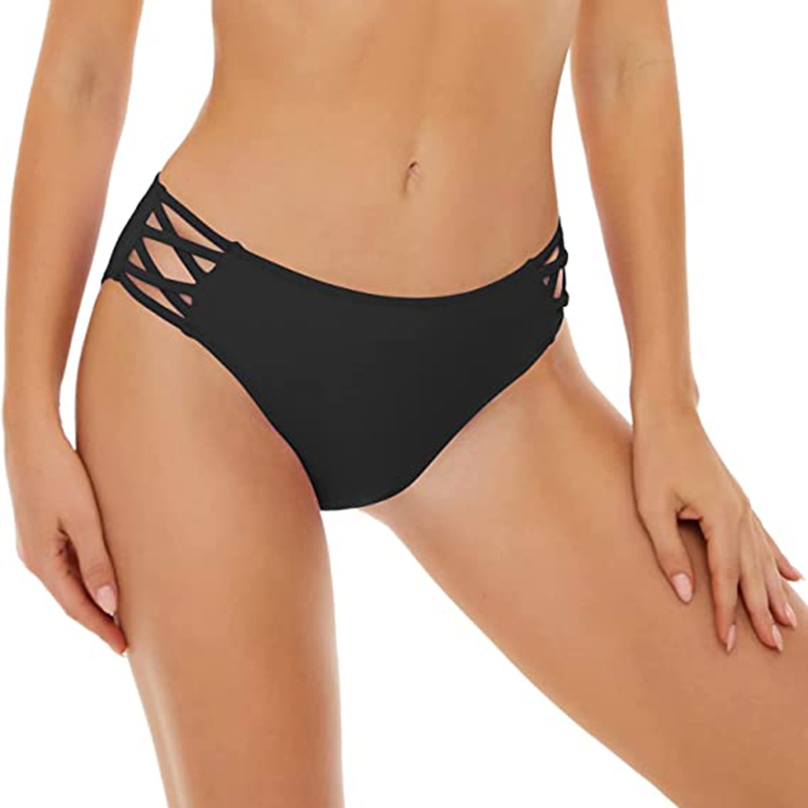 JIUKE Clearance Bikini Bottoms Strappy Low Rise Brazilian Thong Sexy