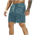 thumbnail image 1 of JIUKE Corduroy Shorts for Men Casual Elastic Waisted Cargo Shorts Wide Leg Drawstring Summer Short with Pockets, 1 of 7