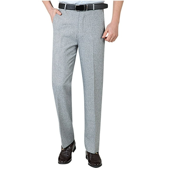 JIUKE Cotton Linen Pants for Men Dressy Casual High Waisted Straight Leg Work Office Trousers with Pockets