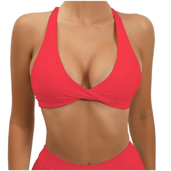 JIUKE Deep V Neck Sport Bras for Women Cirsscross Back Yoga Bras Low Support Wireless Workout Bras Size L