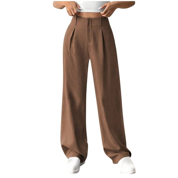 JIUKE Dress Pants for Women High Waisted Business Casual Wide Leg Solid Color Baggy Trousers Workwear