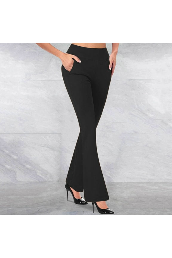 Dress Pants for Women High Waisted Straight Leg Solid Color Slim Fitted Business Casual Trousers with Pockets S-XXL