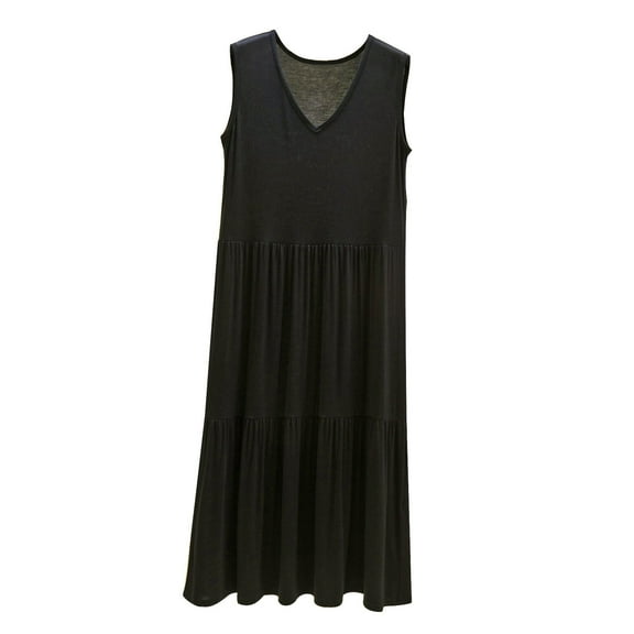 JIUKE Dresses for Women Casual V Neck Sleeveless Long Summer Boho Elegant Maxi Dress Loungewear Nightgown