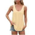 thumbnail image 1 of JIUKE Eyelet Tank Tops for Women Sleeveless Scoop Neck Loose Casual Summer Beach Vacation Tunic Tops Yellow XL, 1 of 6