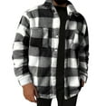 thumbnail image 1 of JIUKE Fleece Jacket for Men Sherpa Fuzzy Plaid Color Block Winter Coats Button down Collared Long Sleeve Shackets, 1 of 6