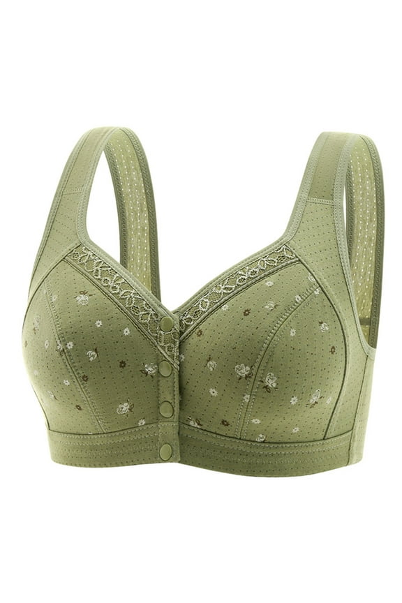 Front Closure Bras for Women Plus Size Button Full Coverage Comfort Wireless Bras with Support