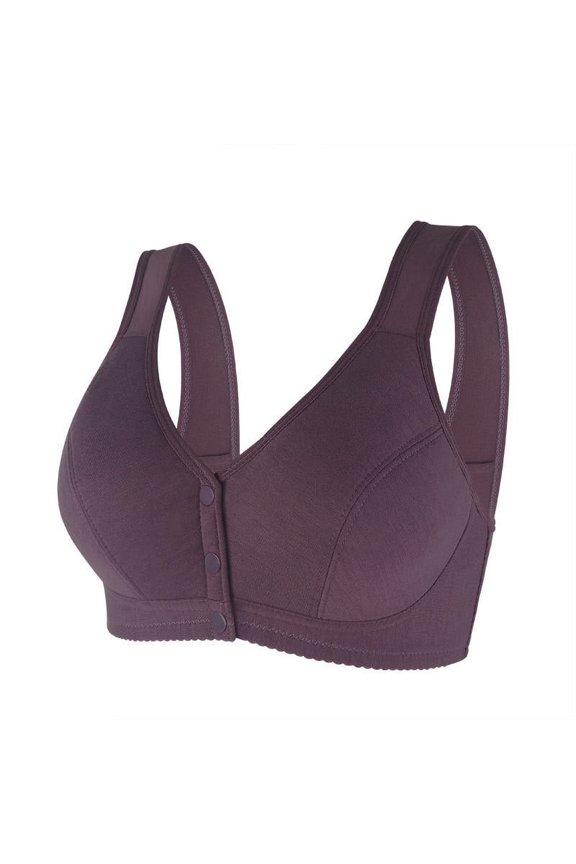 Front Closure Bras for Women Push up No Underwire Sleep Bralettes Full Support T-Shirt Bras Multicolor L