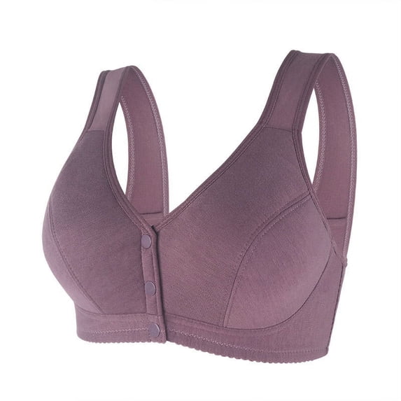 JIUKE Front Closure Bras for Women Push up No Underwire Sleep Bralettes Full Support T-Shirt Bras Purple L