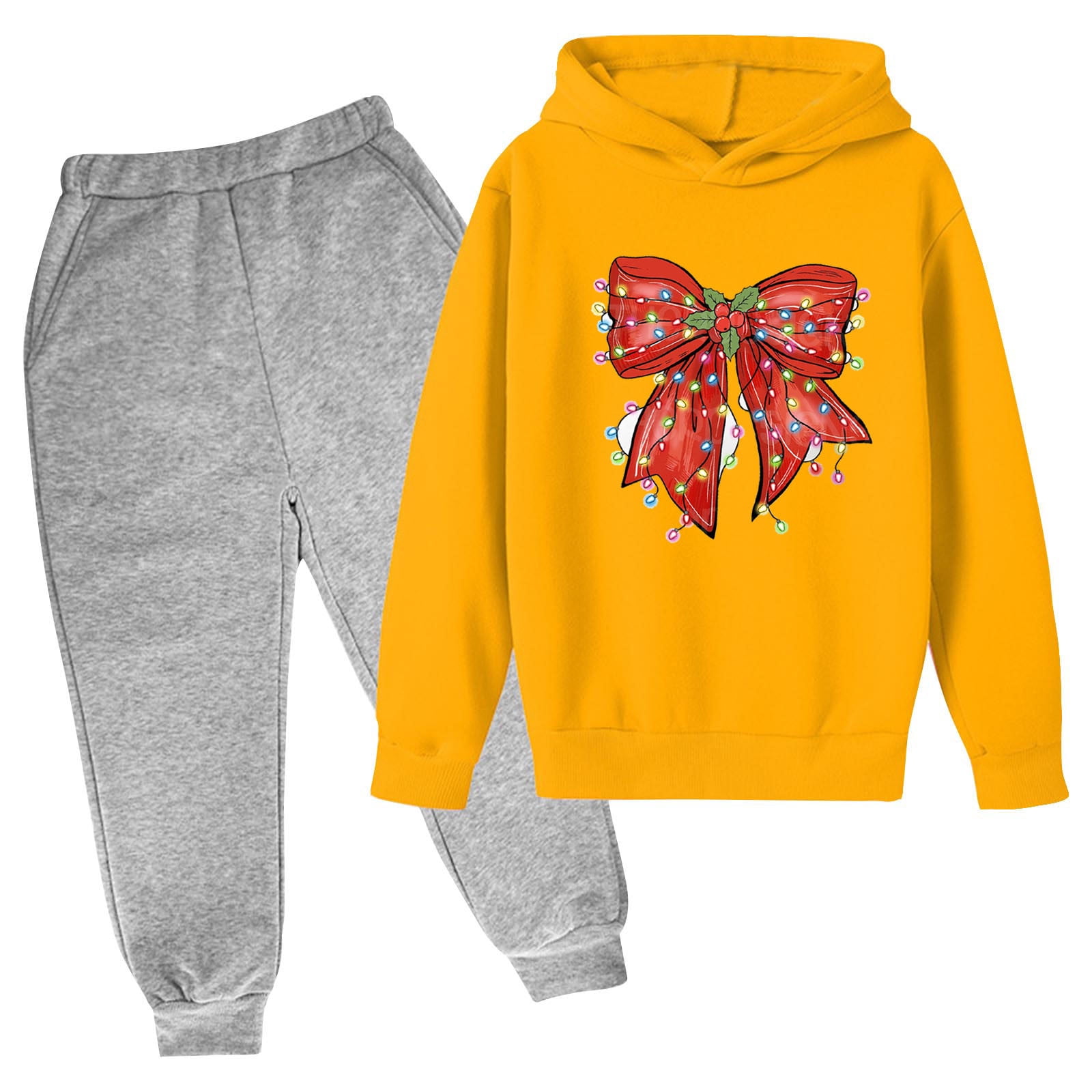 Athletic Works Girls Fleece Sweatshirt & Sweatpants Set, 2