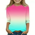 thumbnail image 1 of JIUKE Girls Shirts 3/4 Sleeve Gradient Color Spring Summer Loose Casual Cute Crew Neck Tunic Tops, 1 of 5