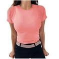 thumbnail image 1 of JIUKE Going Out Shirts for Women Short Sleeve Crew Neck Basic Tee Tops Workout Yoga Slim Fitted Shirts, 1 of 5
