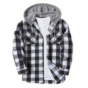 JIUKE Hoodies Shirts for Men Plaid Flannel Shirts Fall Casual Long Sleeve Button down Lightweight Shackets