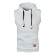 JIUKE Hoodies for Men Workout Hooded Tank Tops Sleeveless Gym Shirts Loose Fitted Muscle T Shirt with Hoods