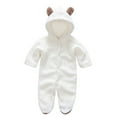thumbnail image 1 of JIUKE Infant Baby Boys Girls Clothes Newborn Fleece Footed Jumpsuit Cute Ear Hooded Winter Warm Snowsuit Romper, 1 of 9