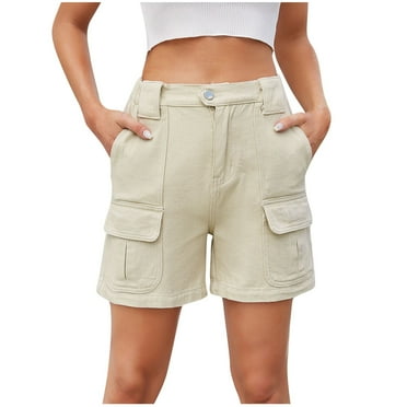JIUKE Jean Shorts Womens High Waisted Cargo Shorts Straight Casual Summer Denim Shorts with Pockets