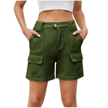 JIUKE Jean Shorts Womens High Waisted Cargo Shorts Straight Casual Summer Denim Shorts with Pockets