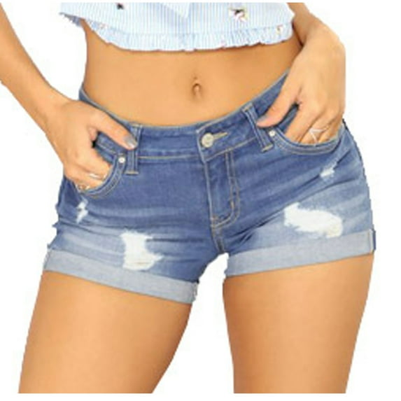 JIUKE Jeans for Women High Waisted Ripped Vintage Solid Color Stretchy Tight Casual Denim Shorts