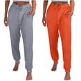 thumbnail image 1 of JIUKE Joggers for Women Casual Drawstring High Waisted Solid Color Warm Running Sweatpants 2 Pack Size M, 1 of 9