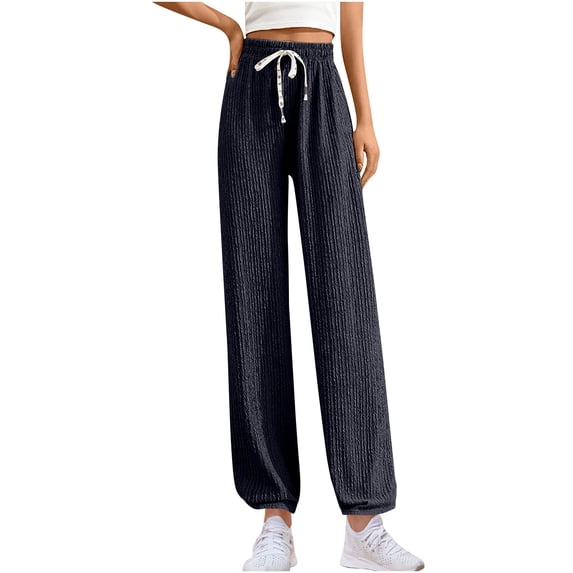 JIUKE Joggers for Women Drawstring High Waist Textured Solid Color Baggy Sweat Pants with Pockets Size 1Size
