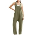 thumbnail image 1 of JIUKE Jumpsuits for Women Sleeveless Deep V Neck Loose Fitted Rompers Casual 1 Piece Long Pants Overalls with Pockets, 1 of 4