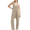 thumbnail image 1 of JIUKE Jumpsuits for Women Sleeveless Deep V Neck Loose Fitted Rompers Casual 1 Piece Long Pants Overalls with Pockets, 1 of 4