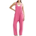 thumbnail image 1 of JIUKE Jumpsuits for Women Sleeveless Deep V Neck Loose Fitted Rompers Casual 1 Piece Long Pants Overalls with Pockets, 1 of 4