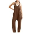 thumbnail image 1 of JIUKE Jumpsuits for Women Sleeveless Deep V Neck Loose Fitted Rompers Casual 1 Piece Long Pants Overalls with Pockets, 1 of 4