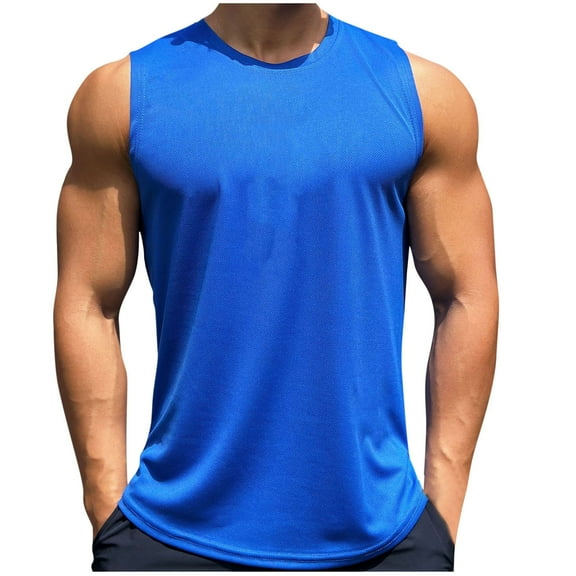JIUKE Men Eyelet Tank Tops Sleeveless Athletic T-Shirts Crewneck Lightweight Quick Dry Muscle Tees Summer Clothes