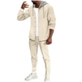 thumbnail image 1 of JIUKE Mens 2 Piece Sweatsuits Set Long Sleeve Button down Jackets Joggers 2 Piece Textured Tracksuits, 1 of 9