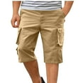 thumbnail image 1 of JIUKE Mens Cargo Shorts Casual High Waisted Flat Front Knee Length Lightweight Sports Summer Beach Shorts, 1 of 9