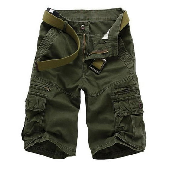 JIUKE Mens Cargo Shorts High Waisted Knee Length Zipper Button Closure Straight Leg Work Shorts with Pockets